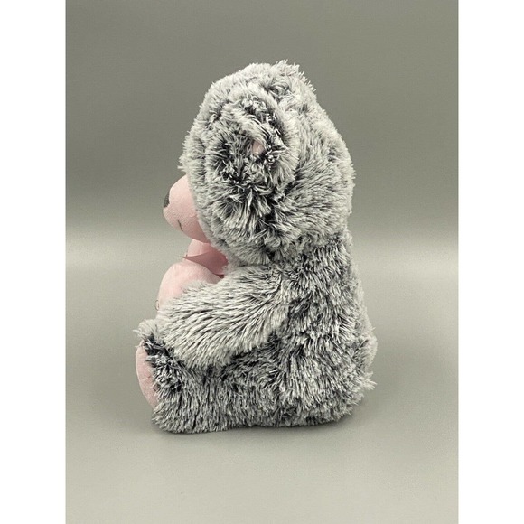 Excite USA 10” Gray Teddy Bear Plush Holding Pink XOXO Heart Stuffed Animal Toy - Picture 4 of 8
